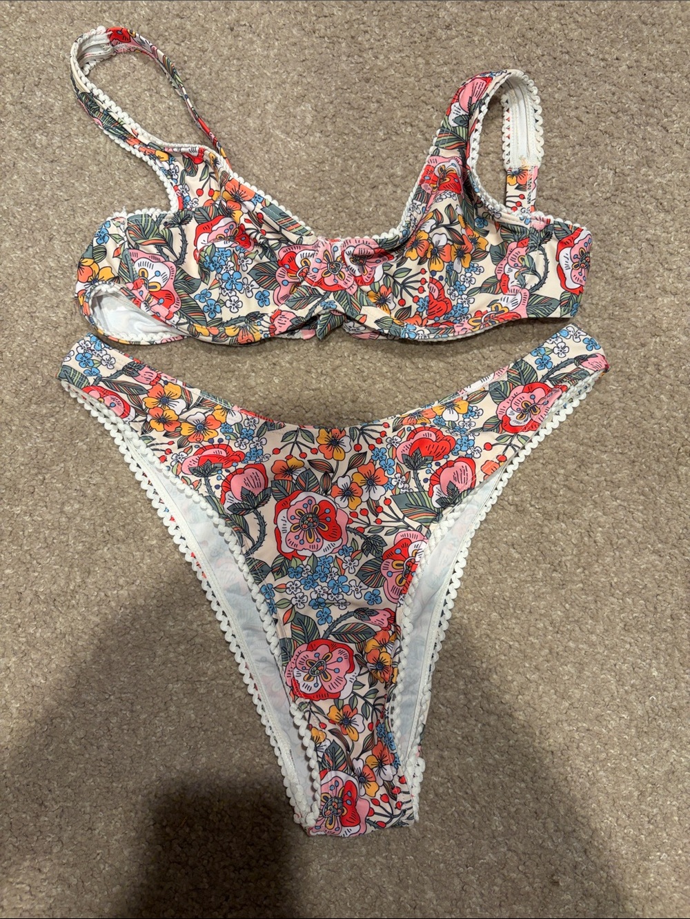 Floral Two-Piece Bikini Set in Multicolor